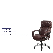 HERCULES Series Big & Tall 500 lb. Rated Brown LeatherSoft Executive Swivel Ergonomic Office Chair with Extra Wide Seat, GO-2092M-1-BN-GG