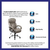 HERCULES Series Big & Tall 500 lb. Rated Taupe LeatherSoft Executive Swivel Ergonomic Office Chair with Extra Wide Seat, GO-2092M-1-TP-GG