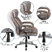 HERCULES Series Big & Tall 500 lb. Rated Taupe LeatherSoft Executive Swivel Ergonomic Office Chair with Extra Wide Seat, GO-2092M-1-TP-GG