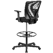 Ergonomic Mid-Back Mesh Drafting Chair with Black Fabric Seat, Adjustable Foot Ring and Adjustable Arms, GO-2100-A-GG