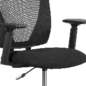 Ergonomic Mid-Back Mesh Drafting Chair with Black Fabric Seat, Adjustable Foot Ring and Adjustable Arms, GO-2100-A-GG