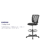 Ergonomic Mid-Back Mesh Drafting Chair with Black Fabric Seat and Adjustable Foot Ring, GO-2100-GG