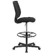 Ergonomic Mid-Back Mesh Drafting Chair with Black Fabric Seat and Adjustable Foot Ring, GO-2100-GG