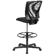Ergonomic Mid-Back Mesh Drafting Chair with Black Fabric Seat and Adjustable Foot Ring, GO-2100-GG