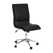 Madigan Mid-Back Armless Swivel Task Office Chair with LeatherSoft and Adjustable Chrome Base, Black, GO-21111-BK-GG