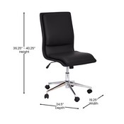 Madigan Mid-Back Armless Swivel Task Office Chair with LeatherSoft and Adjustable Chrome Base, Black, GO-21111-BK-GG