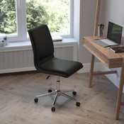 Madigan Mid-Back Armless Swivel Task Office Chair with LeatherSoft and Adjustable Chrome Base, Black, GO-21111-BK-GG