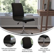 Madigan Mid-Back Armless Swivel Task Office Chair with LeatherSoft and Adjustable Chrome Base, Black, GO-21111-BK-GG