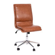 Madigan Mid-Back Armless Swivel Task Office Chair with LeatherSoft and Adjustable Chrome Base, Cognac, GO-21111-BR-GG