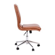 Madigan Mid-Back Armless Swivel Task Office Chair with LeatherSoft and Adjustable Chrome Base, Cognac, GO-21111-BR-GG