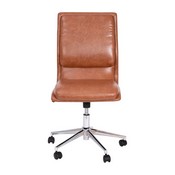 Madigan Mid-Back Armless Swivel Task Office Chair with LeatherSoft and Adjustable Chrome Base, Cognac, GO-21111-BR-GG
