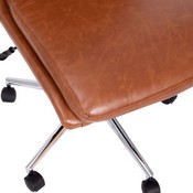 Madigan Mid-Back Armless Swivel Task Office Chair with LeatherSoft and Adjustable Chrome Base, Cognac, GO-21111-BR-GG