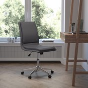 Madigan Mid-Back Armless Swivel Task Office Chair with LeatherSoft and Adjustable Chrome Base, Gray, GO-21111-GY-GG