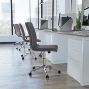Madigan Mid-Back Armless Swivel Task Office Chair with LeatherSoft and Adjustable Chrome Base, Gray, GO-21111-GY-GG