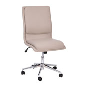 Madigan Mid-Back Armless Swivel Task Office Chair with LeatherSoft and Adjustable Chrome Base, Taupe, GO-21111-TAUPE-GG