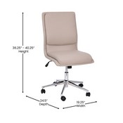 Madigan Mid-Back Armless Swivel Task Office Chair with LeatherSoft and Adjustable Chrome Base, Taupe, GO-21111-TAUPE-GG