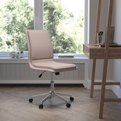 Madigan Mid-Back Armless Swivel Task Office Chair with LeatherSoft and Adjustable Chrome Base, Taupe, GO-21111-TAUPE-GG