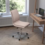 Madigan Mid-Back Armless Swivel Task Office Chair with LeatherSoft and Adjustable Chrome Base, Taupe, GO-21111-TAUPE-GG