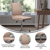 Madigan Mid-Back Armless Swivel Task Office Chair with LeatherSoft and Adjustable Chrome Base, Taupe, GO-21111-TAUPE-GG