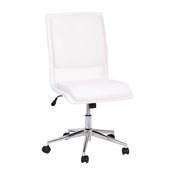 Madigan Mid-Back Armless Swivel Task Office Chair with LeatherSoft and Adjustable Chrome Base, White, GO-21111-WH-GG