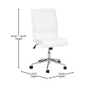 Madigan Mid-Back Armless Swivel Task Office Chair with LeatherSoft and Adjustable Chrome Base, White, GO-21111-WH-GG