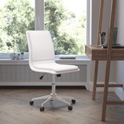 Madigan Mid-Back Armless Swivel Task Office Chair with LeatherSoft and Adjustable Chrome Base, White, GO-21111-WH-GG