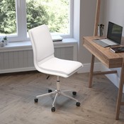 Madigan Mid-Back Armless Swivel Task Office Chair with LeatherSoft and Adjustable Chrome Base, White, GO-21111-WH-GG