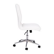 Madigan Mid-Back Armless Swivel Task Office Chair with LeatherSoft and Adjustable Chrome Base, White, GO-21111-WH-GG
