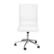 Madigan Mid-Back Armless Swivel Task Office Chair with LeatherSoft and Adjustable Chrome Base, White, GO-21111-WH-GG
