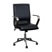 James Mid-Back Designer Executive LeatherSoft Office Chair with Brushed Chrome Base and Arms, Black, GO-21111B-BK-CHR-GG