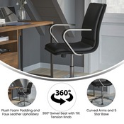 James Mid-Back Designer Executive LeatherSoft Office Chair with Brushed Chrome Base and Arms, Black, GO-21111B-BK-CHR-GG