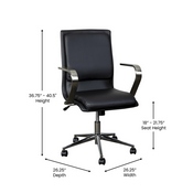 James Mid-Back Designer Executive LeatherSoft Office Chair with Brushed Chrome Base and Arms, Black, GO-21111B-BK-CHR-GG