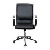 James Mid-Back Designer Executive LeatherSoft Office Chair with Brushed Chrome Base and Arms, Black, GO-21111B-BK-CHR-GG