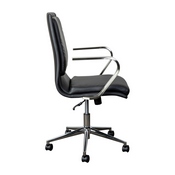 James Mid-Back Designer Executive LeatherSoft Office Chair with Brushed Chrome Base and Arms, Black, GO-21111B-BK-CHR-GG