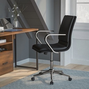 James Mid-Back Designer Executive LeatherSoft Office Chair with Brushed Chrome Base and Arms, Black, GO-21111B-BK-CHR-GG