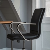 James Mid-Back Designer Executive LeatherSoft Office Chair with Brushed Chrome Base and Arms, Black, GO-21111B-BK-CHR-GG