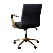 James Mid-Back Designer Executive LeatherSoft Office Chair with Brushed Gold Base and Arms, Black, GO-21111B-BK-GLD-GG