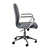 James Mid-Back Designer Executive LeatherSoft Office Chair with Brushed Chrome Base and Arms, Gray, GO-21111B-GY-CHR-GG