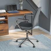 James Mid-Back Designer Executive LeatherSoft Office Chair with Brushed Chrome Base and Arms, Gray, GO-21111B-GY-CHR-GG