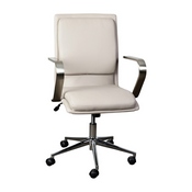 James Mid-Back Designer Executive LeatherSoft Office Chair with Brushed Chrome Base and Arms, Taupe, GO-21111B-TAUPE-CHR-GG