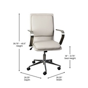 James Mid-Back Designer Executive LeatherSoft Office Chair with Brushed Chrome Base and Arms, Taupe, GO-21111B-TAUPE-CHR-GG