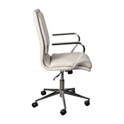 James Mid-Back Designer Executive LeatherSoft Office Chair with Brushed Chrome Base and Arms, Taupe, GO-21111B-TAUPE-CHR-GG