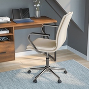 James Mid-Back Designer Executive LeatherSoft Office Chair with Brushed Chrome Base and Arms, Taupe, GO-21111B-TAUPE-CHR-GG