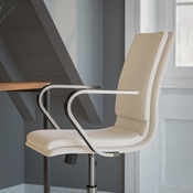 James Mid-Back Designer Executive LeatherSoft Office Chair with Brushed Chrome Base and Arms, Taupe, GO-21111B-TAUPE-CHR-GG
