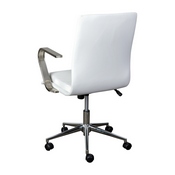 James Mid-Back Designer Executive LeatherSoft Office Chair with Brushed Chrome Base and Arms, White, GO-21111B-WH-CHR-GG