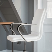 James Mid-Back Designer Executive LeatherSoft Office Chair with Brushed Chrome Base and Arms, White, GO-21111B-WH-CHR-GG