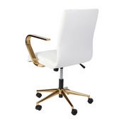 James Mid-Back Designer Executive LeatherSoft Office Chair with Brushed Gold Base and Arms, White, GO-21111B-WH-GLD-GG