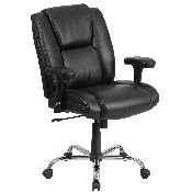HERCULES Series Big & Tall 400 lb. Rated Black LeatherSoft Ergonomic Task Office Chair with Chrome Base and Adjustable Arms, GO-2132-LEA-GG