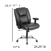 HERCULES Series Big & Tall 400 lb. Rated Black LeatherSoft Ergonomic Task Office Chair with Chrome Base and Adjustable Arms, GO-2132-LEA-GG