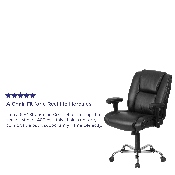 HERCULES Series Big & Tall 400 lb. Rated Black LeatherSoft Ergonomic Task Office Chair with Chrome Base and Adjustable Arms, GO-2132-LEA-GG